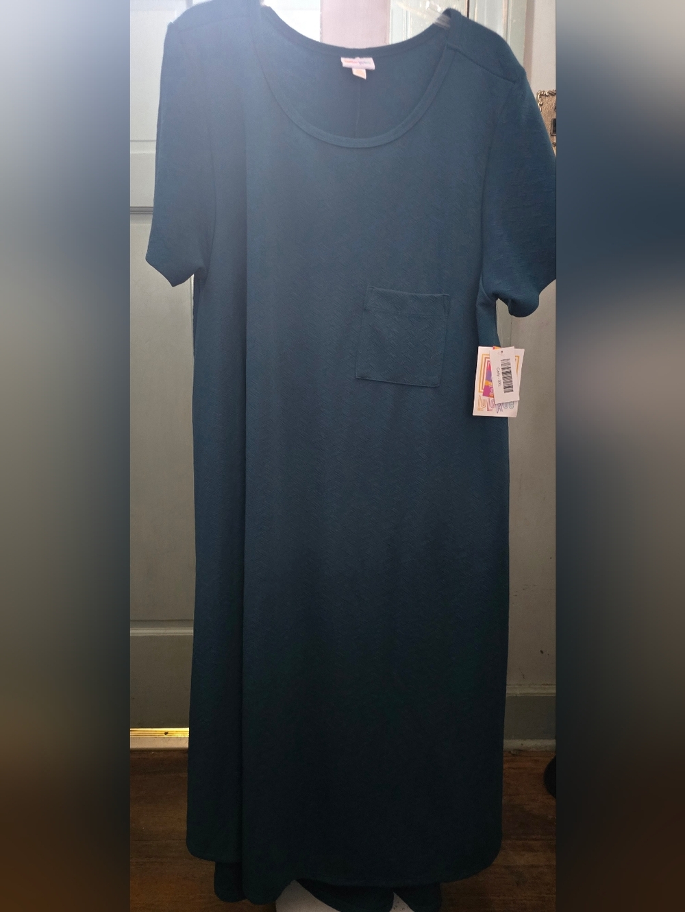 NWT 3X LuLaRoe Short Sleeve Dark Green Pocket T-Shirt Dress